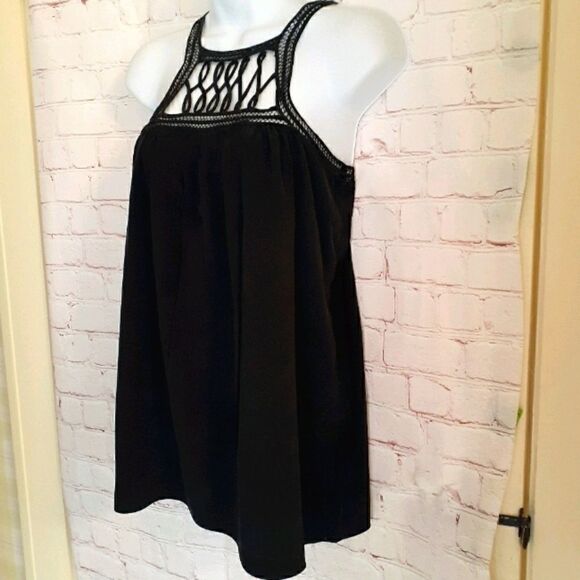 Madison Marcus Black Silk Sleeveless Lattice Top Small MSRP $229 Stunning! - Picture 3 of 7